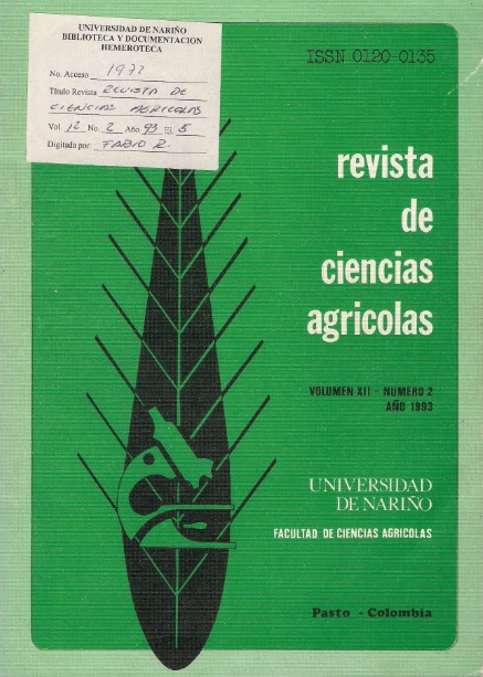 					View Vol. 12 No. 2 (1993): Revista de Ciencias Agrícolas - Segundo semestre, Julio - Diciembre 1993
				