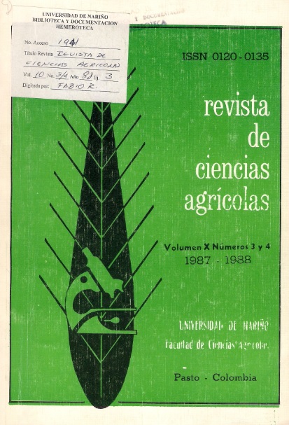 					View Vol. 10 No. 3 y 4 (1987): Revista de Ciencias Agrícolas - Primer semestre, Enero - Junio 1987
				
