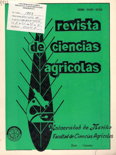 					View Vol. 6 No. 1 a 6 (1974): Revista de Ciencias Agrícolas - Primer semestre 1974 a Segundo semestre 1976
				