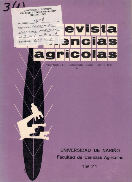 					Ver Vol. 3 Núm. 1 (1971): Revista de Ciencias Agrícolas - Primer semestre, Enero - Junio 1971
				